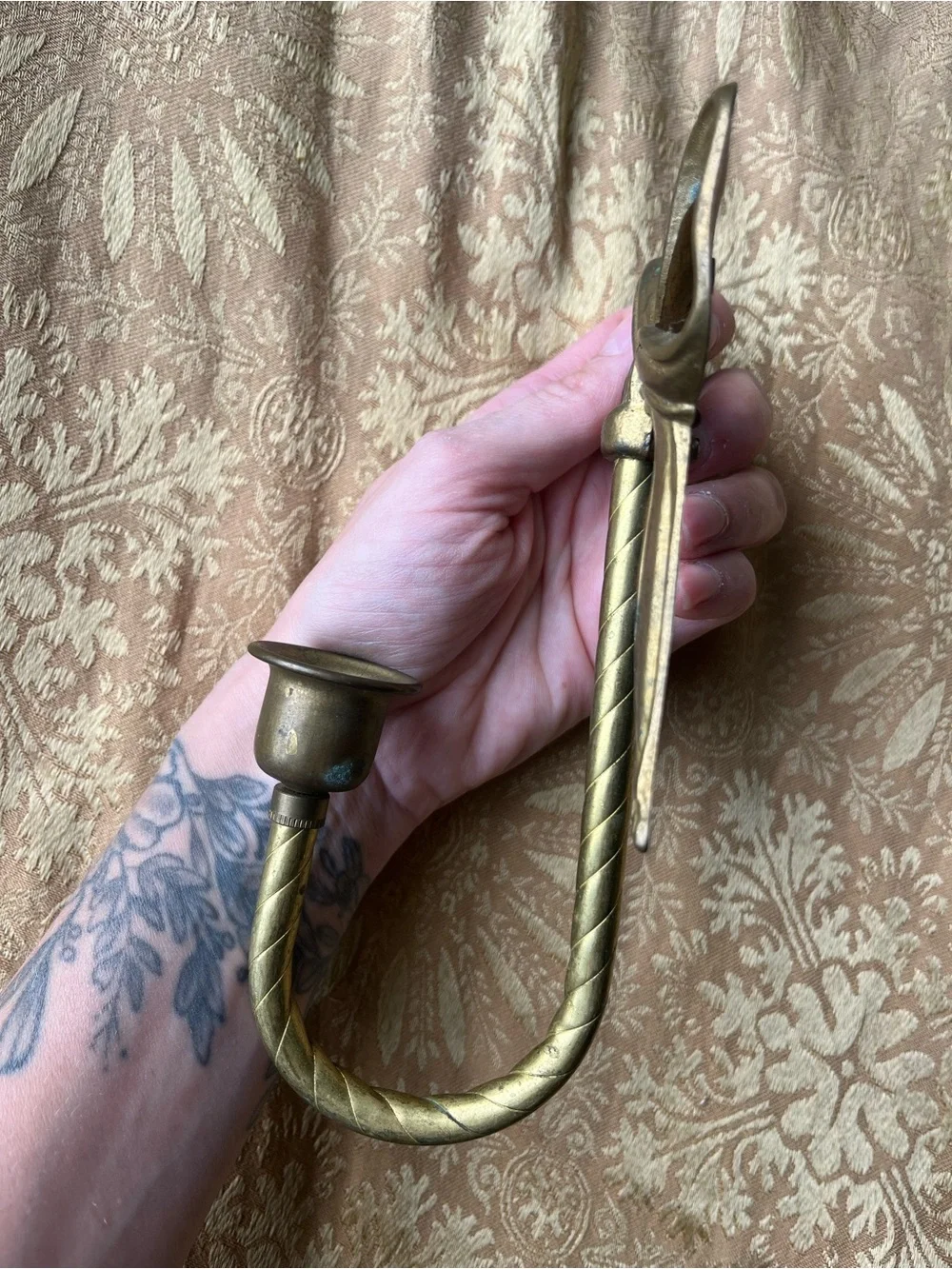 Vintage Brass Bow and Ribbon Wall Sconce Candlestick Holder